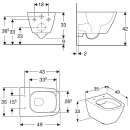 GEBERIT WC sospeso Smyle Square compatto, senza bordo, bianco LxAxP: 350x330x490mm NUOVO