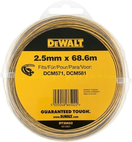 DeWalt Trimmerdraad DT20652 voor accu grastrimmer en bosmaaier Ø2,5mm, lengte 68,6m NIEUW