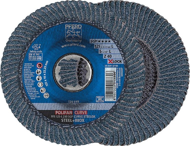 PFERD Flap disc Ø 125 x 14mm X-Lock K40 for steel, stainless steel NEW