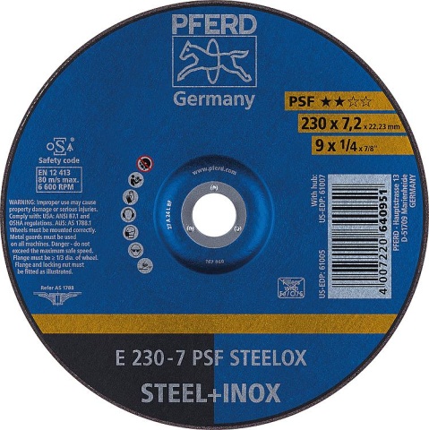 PFERD Mola Ø 230 x 7,2 x 22,23 mm per acciaio NUOVO