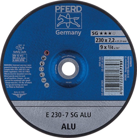 PFERD Schruppscheibe Ø 230 x 7,2 x 22,23mm für Alu NEU