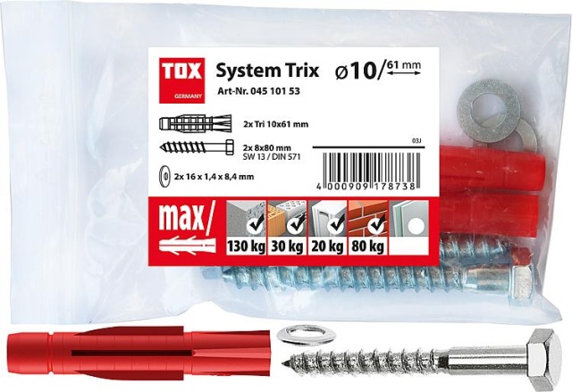 TOX montageset Trix 10 x 61mm NIEUW