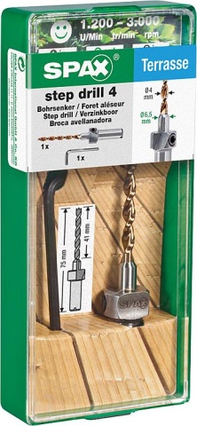 SPAX Juego de avellanadores 1x broca para madera 4mm, 1x avellanador 6.5mm, 1x llave Allen 4003530241581 NUEVO