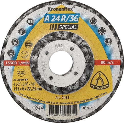 Klingspor Disque à ébarber à moyeu déporté 115x6,0x22,23mm NOUVEAU