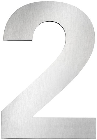 CMD House number plate large ""2"", stainless steel NEW