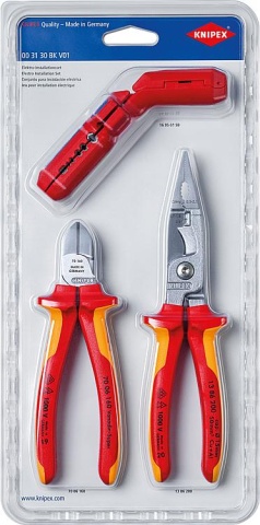 KNIPEX 3-piece pliers set consisting of side cutters, installation pliers and folding pliers NEW