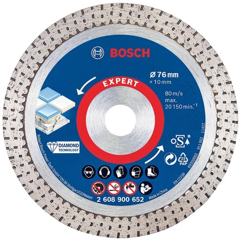 Disque à tronçonner diamanté EXPERT HardCeramic Bosch Ø 76 x 10 x 1,5 mm NOUVEAU