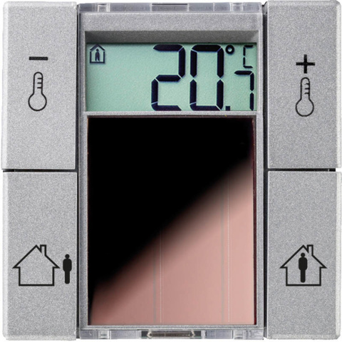 Thermokon SR06 LCD rH 4T BTyp3 aluminium zonder frame Ruimtebedieningsunit met draadloze temperatuur + Fe NIEUW