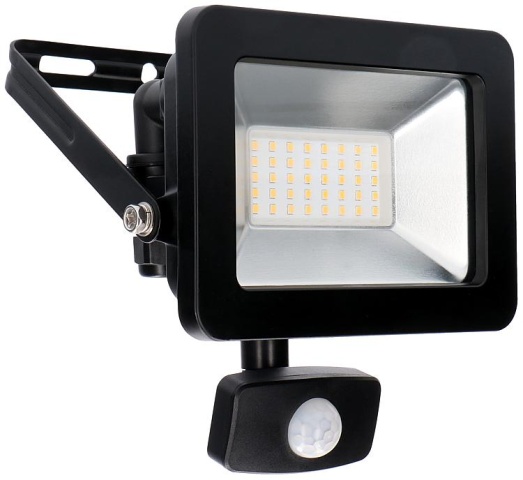 LEDs Spotlight - 30W 3300lm 4000K IP44 - Sensor - Sanan LED - Zwart NIEUW