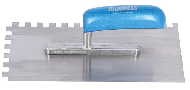 HAROMAC Cazzuola 10x10 seghettata 280mm inox manico blu 10515010 NUOVO