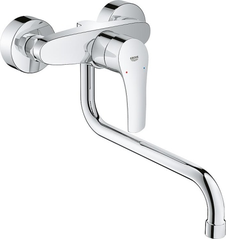 GROHE Eurosmart mezclador mural para fregadero con caño giratorio Proyección 276 mm cromo NUEVO