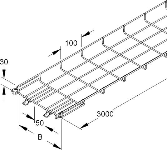 Vaschetta portacavi in rete Niedax 30x50x3000mm, CITO MTC 30.050 F NUOVO