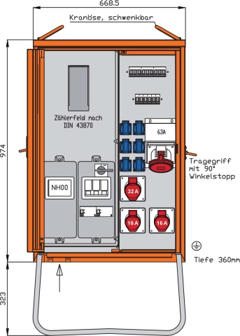 Armario de distribución de conexiones Walther Werke 44kVA con posición de contador WAV0170R1 NUEVO