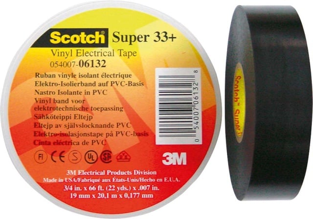 3M Duitsland PVC isolatietape 19 mm x 6 m, zw ScotchSuper33+ 19x6 NIEUW