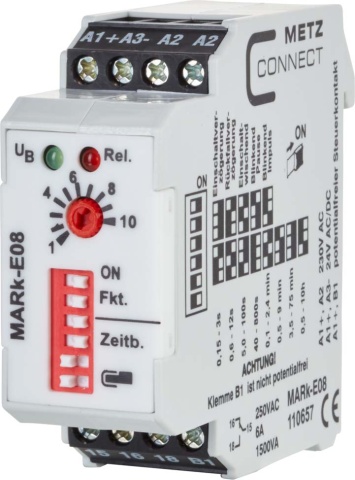 Metz Connect Relé de tiempo 1W, 15s-10h MARk-E08 230AC/24uc NUEVO