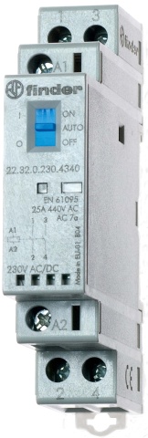 Contattore di installazione Finder 230VAC/DC, 2S, LED 22.32.0.230.4340 NUOVO