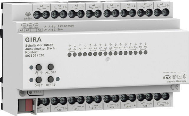 Gira conmutación, actuador ciego 16f/8f 16 A 503800 NUEVO