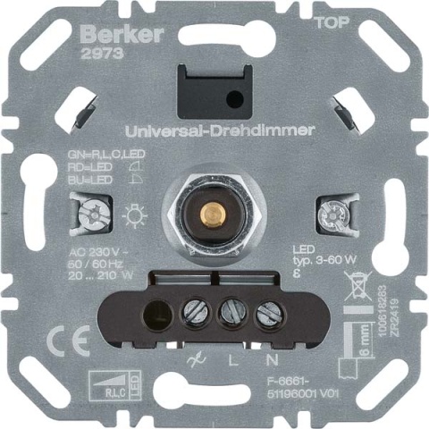 Berker Uni regulador rotativo (R,L,C,LED) Control de luz 2973 NUEVO