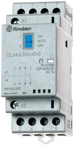 Finder Contacteur dinstallation 24VAC/DC,4S,LED 22.34.0.024.4340 NOUVEAU