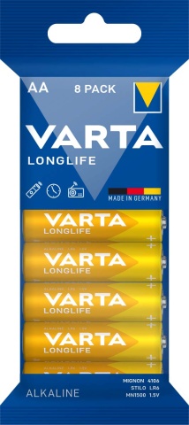 Varta Cons.Varta Batteria Longlife AA Mignon, LR6, Al-Mn 4106 Fol.8 NUOVO