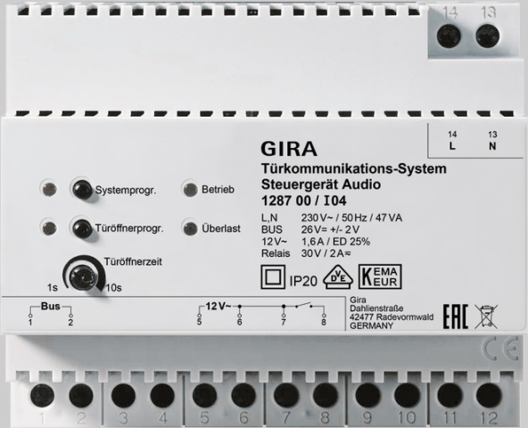 Gira Appareil de commande Système de bus audio, AMD, 6TE 128700 NOUVEAU