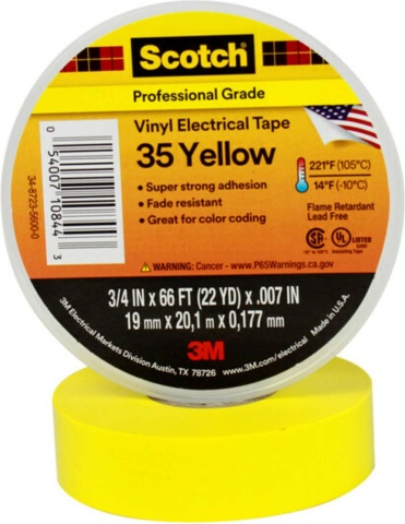 3M Alemania Cinta aislante eléctrica de PVC 19mm x 20 m Scotch 35-19x20 amarillo NUEVO