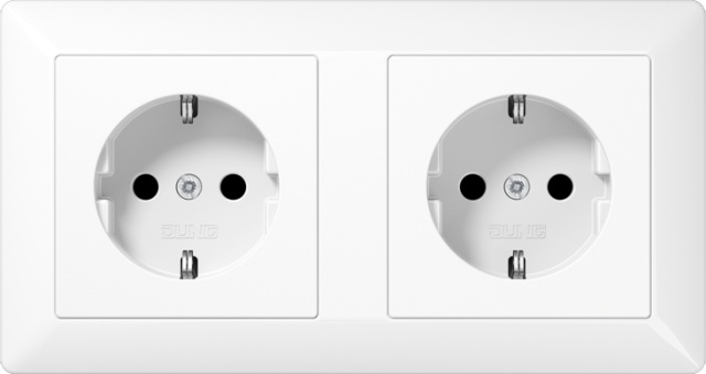 Jung Channel SCHUKO wandcontactdoos 2-voudig 16A 250V AS 1522 BF WW NEW