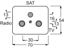 Busch-Jaeger Piastra centrale con 3 ruote di collegamento TV/SAT 1743-03-266 NUOVO