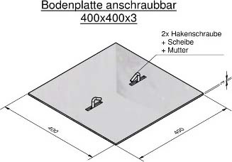 Tecpoles Bodenplatte DIN EN 40 anschraubbar BP 400x400x3mm NEU