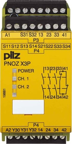 Aparato de parada de emergencia Pilz 24DC24AC 3n/o1n/c1so PNOZ X3P #777310 NUEVO