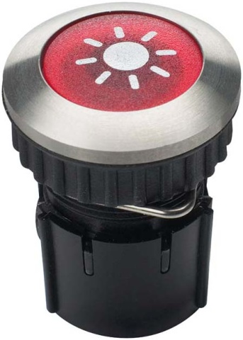 Pulsante a campana Grothe rotondo 14,6 mm manopola rossa, manicotto V2A PROTACT 105 LED NUOVO