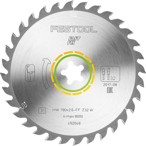 Lame de scie circulaire Festool 190 x 2,4 mm Alésage Ø FF, dents 48 NOUVELLE