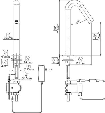 Benkiser Sintra wastafelkraan Projectie 109 mm IR sensor Netspanning chroom NIEUW