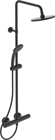 Ideal Standard Shower system Standard Ceratherm T25 hand shower, overhead shower Ø 200 mm and thermostat black matt NEW