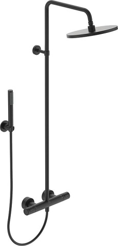 Ideal Standard Shower system Standard Ceratherm T25 hand shower, overhead shower Ø 200 mm and thermostat black matt NEW