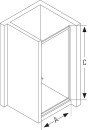 Puerta giratoria Hüppe Alpha 2 para nicho, 5mm, dim. An:600-1000mm, Al:1200-2000mm, perfiles plata mate cristal de seguridad transparente NUEVO