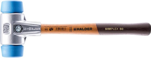 Halder SIMPLEX soft-face hammer with aluminium body and wooden handle, TPE-Soft, Ø 40 mm NEW