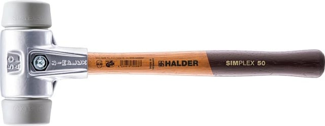 Halder SIMPLEX soft-face hammer with aluminium body and wooden handle, TPE-mid, Ø 40 mm NEW