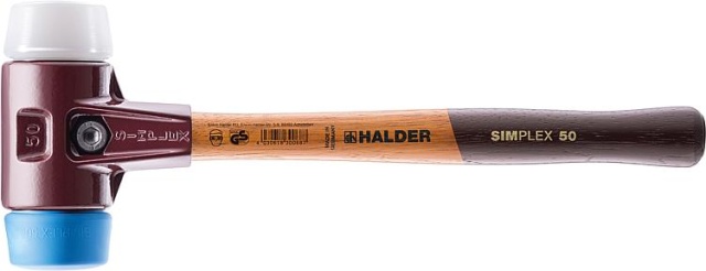 Halder SIMPLEX soft-face hammer with TE housing and wooden handle, superplastic/TPE-soft, Ø 40 mm NEW