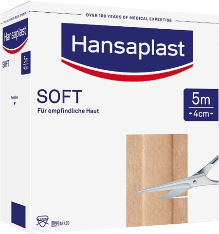 W.Söhngen Wound Plaster Hansaplast SOFT 5 m x 4 cm NEW