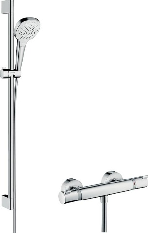 hansgrohe douchethermostaat set Croma Select E Vario doucheglijstang 900 mm, handdouche Ø 110 mm en doucheslang chroom NIEUW