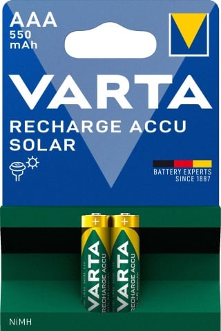 Varta Cons.Varta Ricarica Accu Solar AAA 1.2V/550mAh/NiMH 56733 Bli.2 NUOVO