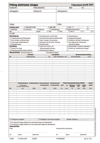 Bloque de informes de pruebas de Fluke según DIN VDE 0100 FTC00001278D NUEVO