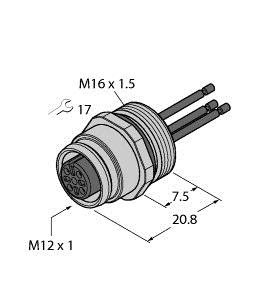 Raccord à bride Turck avec fils EC-FK4-0,5/16 NOUVEAU