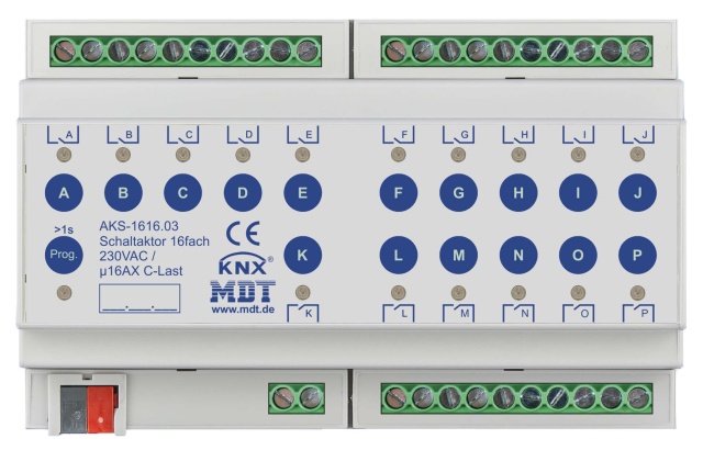 MDT technologies Schakelaaractuator 16-voudig 8TE REG, 16A, 230VAC AKS-1616.03 NIEUW