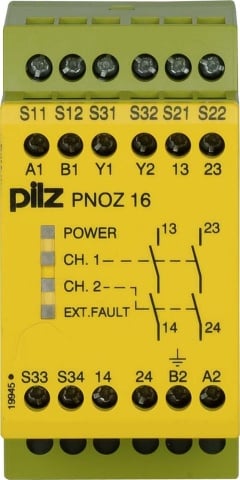 Aparato de parada de emergencia Pilz 230VAC 24VDC 2n/o PNOZ 16 #774066 NUEVO