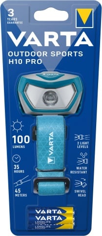 Varta Cons.Varta Lampada frontale Sport allaperto incl. 3AA Batt. Sport H10 Pro (4x1) NUOVO