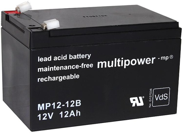 Batería de plomo Multipower MP12-12B, Pb 12V/12Ah Sistema de conexión: Faston 6.3 NUEVO