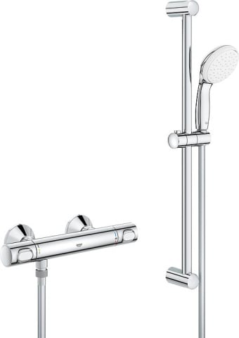 GROHE Set termostatico per doccia Grohtherm 500 Asta doccia 600 mm, doccetta Ø 100 mm e flessibile doccia cromo NUOVO