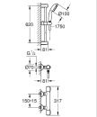 GROHE Set termostatico per doccia Grohtherm 500 Asta doccia 600 mm, doccetta Ø 100 mm e flessibile doccia cromo NUOVO